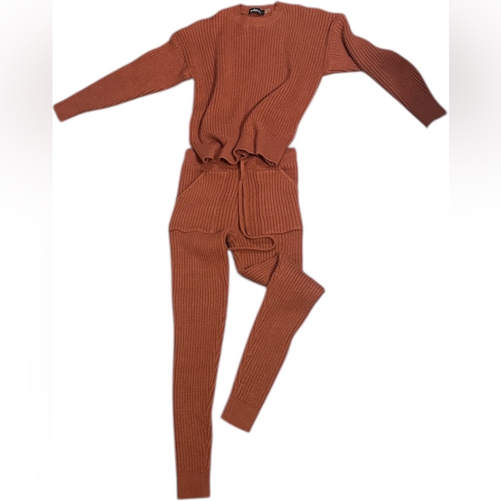Cozy Knit Sweater and Leggings Set in Rust